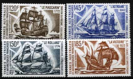 3160.jpg -     Lote:    3160      Lotes pelo Correio              Descrição:      TAAF &mdash; Antárctica Francesa.   Veleiros das expedições antárcticas. Yv30/33.        ***       Valor Base:     &euro; 8,00     Valor Venda:     Retirado     