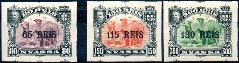 0028.jpg -     Lote:    28      Colecção IMPÉRIO      Companhia do Niassa       Descrição:         1903 &mdash; D. Carlos I. Selos de 1901 com sobretaxa. Série completa. Selos não denteados. MB e MR.        **       Valor Base:     &euro; 60,00     Valor Venda:     &euro; 130,00     