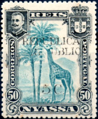 0058.jpg -     Lote:    58      Colecção IMPÉRIO      Companhia do Niassa       Descrição:         1918 &mdash; D. Carlos I, com sobretaxa e sobrecarga REPUBLICA. CE72, 5 c s/ 50 reis azul. Selo com dupla sobretaxa e sobrecarga.        **       Valor Base:     &euro; 15,00     Valor Venda:     &euro; 65,00     