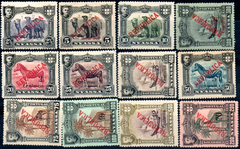 0067.jpg -     Lote:    67      Colecção IMPÉRIO      Companhia do Niassa       Descrição:         1921 &mdash; D. Manuel II, com sobretaxa. CE82/93. Série completa. Valor de catálogo &euro; 37,80.        **       Valor Base:     &euro; 10,00     Valor Venda:     &euro; 44,00     