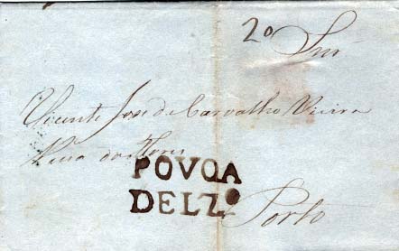 0333.jpg -     Lote:    333            Portugal       Descrição:      Póvoa de Lanhoso &mdash;   A sépia, GM PVL1 em carta datada de Póvoa de Lanhoso (18.02.52) para o Porto (20.02.52) com o porte de 20 reis manuscrito a sépia. B.        Carta       Valor Base:     &euro; 20,00     Valor Venda:     &euro; 20,00     