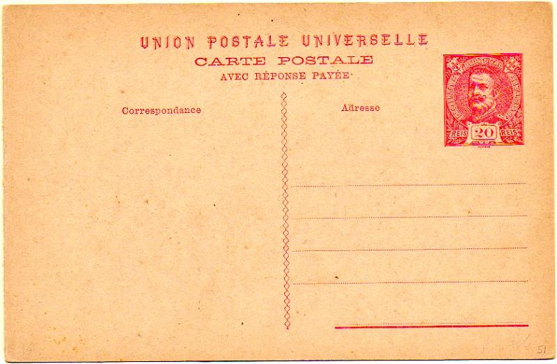0506.jpg -     Lote:    506            Portugal       Descrição:         1908 &mdash; D. Carlos I tipo Mouchon. OM45, 20+20 reis vermelho. Só emitidos 30.000 exemplares. B e R.        IN       Valor Base:     &euro; 8,00     Valor Venda:     &euro; 8,00     