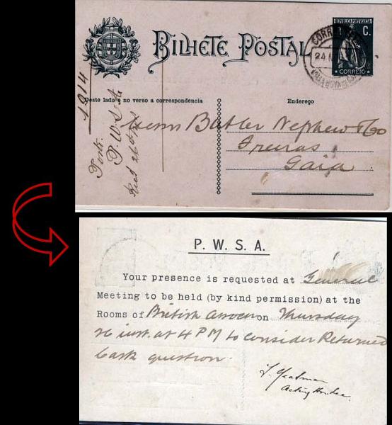 0509.jpg -     Lote:    509            Portugal       Descrição:         1912 &mdash; Ceres. OM59, 1C verde, circulado em Vila Nova de Gaia (24.11.14). Repicado por P.W.S.A.        IC       Valor Base:     &euro; 5,00     Valor Venda:     &euro; 18,00     