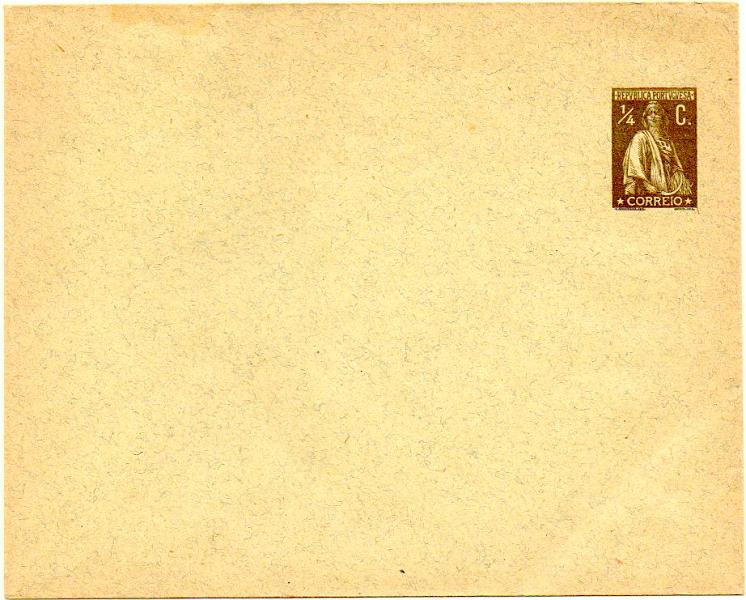 0559.jpg -     Lote:    559            Portugal       Descrição:         1912 &mdash; Sobrescritos particulares. OM4, &frac14; c sépia sobre papel com fios de seda, amarelo-esverdeado. Novo.        IN       Valor Base:     &euro; 75,00     Valor Venda:     &euro; 80,00     