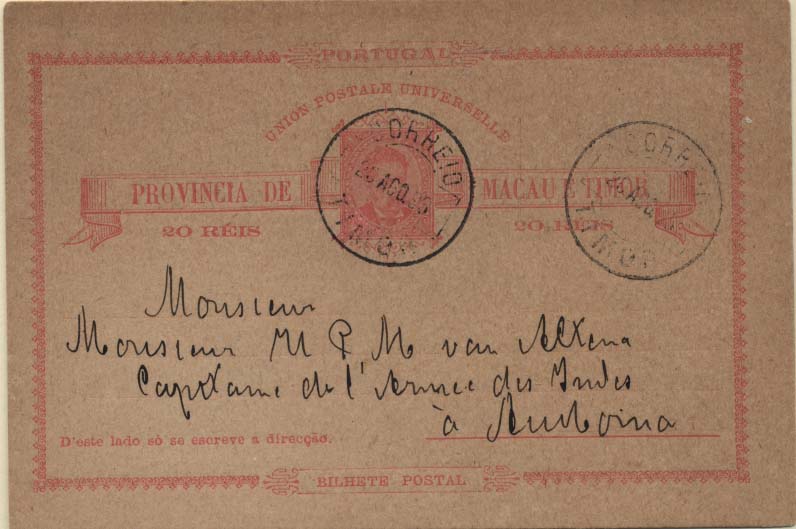 0581.jpg -     Lote:    581            Timor       Descrição:         1886 &mdash; D. Luís I. OM2, 20 reis carmim, circulado em Timor.        IC       Valor Base:     &euro; 20,00     Valor Venda:     Retirado     