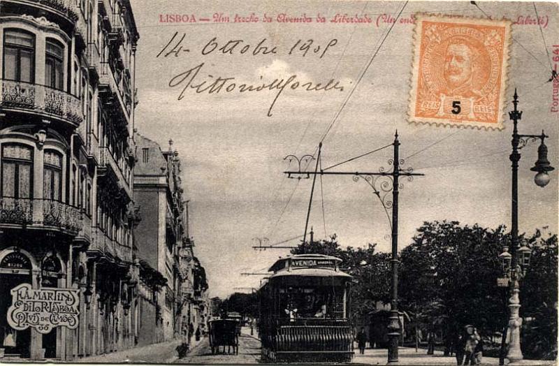 0627.jpg -     Lote:    627                   Descrição:         Lisboa. Um trecho da Avenida da Liberdade. Ilustração com carro eléctrico. Novo com selo colado.        PI       Valor Base:     &euro; 8,00     Valor Venda:     &euro; 8,00     