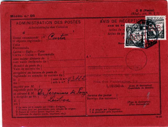 0653.jpg -     Lote:    653                   Descrição:         Perfurados. 1931 &mdash; Lusíadas. CE517, 15C preto. Lote de 4 AR's circulados cada um com dois selos, perfurados com B.B. (Banco Borges). Todos com leve dobra ao centro.        AR       Valor Base:     &euro; 10,00     Valor Venda:     &euro; 48,00     