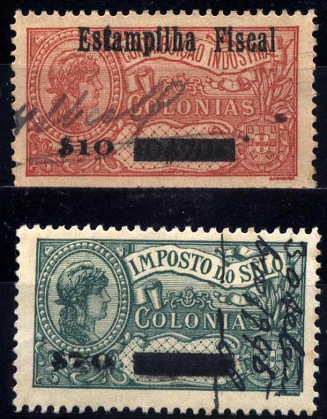 0665.jpg -     Lote:    665            Fiscais       Descrição:         Fiscais. Lote de duas estampilhas: uma de $70 s/ 4$00 (Tipo 1932 PB80B/E) sem sobrecarga "Estampilha Fiscal" não catalogada por PB e outra de $10 s/ $70 PB80D.        O       Valor Base:     &euro; 8,00     Valor Venda:     &euro; 14,00     