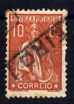 0789.jpg -     Lote:    789            Correio ferroviário       Descrição:         Carimbos nominativos ferroviários. 1912 &mdash; Ceres. CE215, 10C laranja vermelho, denteado 12 x 11 &frac12;. Selo obliterado com marca batida a preto de AVEIRO.        O       Valor Base:     &euro; 10,00     Valor Venda:     &euro; 10,00     