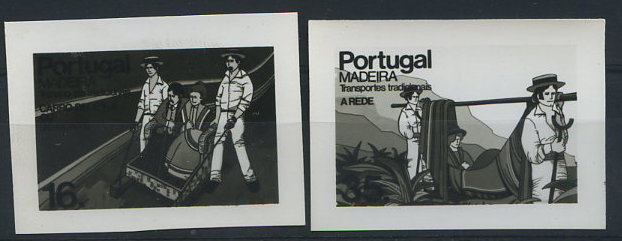 0875.jpg -     Lote:    875            Portugal       Descrição:         1984 &mdash; Transportes Típicos da Madeira * 1.º Grupo. CE1679/1680 &mdash; 16$00 (Carro de cesta) e 35$00 (A rede). Lote de duas provas fotográficas a preto e branco, não denteadas.        PRV       Valor Base:     &euro; 5,00     Valor Venda:     Retirado     