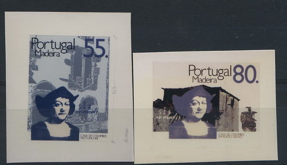 0878.jpg -     Lote:    878            Portugal       Descrição:         1988 &mdash; Casas de Colombo na Madeira. CE1847/1848. Lote de duas provas fotográficas a preto e sépia. Desenhos não aprovados.        PRV       Valor Base:     &euro; 8,00     Valor Venda:     Retirado     
