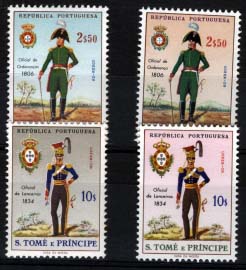 0921.jpg -     Lote:    921            S. Tomé e Príncipe       Descrição:         1965 &mdash; Uniformes. CE384 e 387, 2$50 e 10$00. Lote de duas provas de cor. Acompanham selos normais para comparação.         ***       Valor Base:     &euro; 25,00     Valor Venda:     &euro; 34,00     