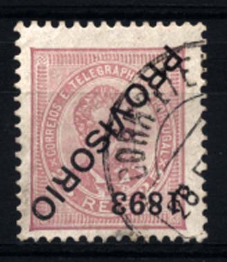0925.jpg -     Lote:    925            Portugal       Descrição:         1892/93 &mdash; D. Luís I. Sobrecarga "PROVISÓRIO". CE92, 25 reis  lilás, sobrecarga d, em denteado 11 &frac12;. Selo com sobrecarga invertida. Valor de catálogo &euro; 515,00.        O       Valor Base:     &euro; 75,00     Valor Venda:     &euro; 75,00     