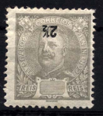 0928.jpg -     Lote:    928            Portugal       Descrição:         1895/96 &mdash; D. Carlos I tipo Mouchon. CE126, 2 &frac12; reis cinzento. Selo com a taxa invertida.        **       Valor Base:     &euro; 5,00     Valor Venda:     &euro; 5,00     