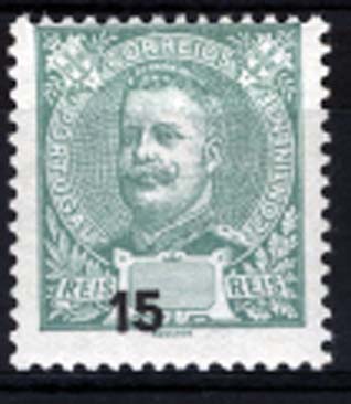 0929.jpg -     Lote:    929            Portugal       Descrição:         1898/1905 &mdash; D. Carlos I. Novos valores e cores. CE140, 15 reis verde. Selo com a impressão deslocada da taxa. Valor de catálogo só do selo &euro; 160,00.        ***       Valor Base:     &euro; 30,00     Valor Venda:     &euro; 30,00     
