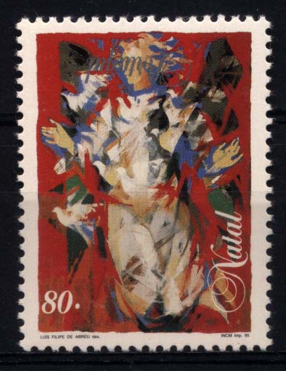 0959.jpg -     Lote:    959            Portugal       Descrição:         1995 &mdash; Natal. CE2320, 80$00. Selo com a legenda "PORTUGAL" invertida. Valor de catálogo não atribuído. MR.        ***       Valor Base:     &euro; 200,00     Valor Venda:     &euro; 260,00     
