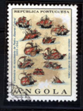 1006.jpg -     Lote:    1006            Angola       Descrição:         1968 &mdash; 5.º Centenário do Nascimento de Pedro Álvares Cabral. CE534, 2$50. Selo sem impressão da taxa. R.        O       Valor Base:     &euro; 8,00     Valor Venda:     &euro; 12,00     