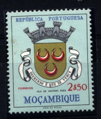1069.jpg -     Lote:    1069            Moçambique       Descrição:         1961 &mdash; Brasões de Moçambique. CE439, 2$50. Selo com deslocação da cor vermelha.        ***       Valor Base:     &euro; 5,00     Valor Venda:     Retirado     