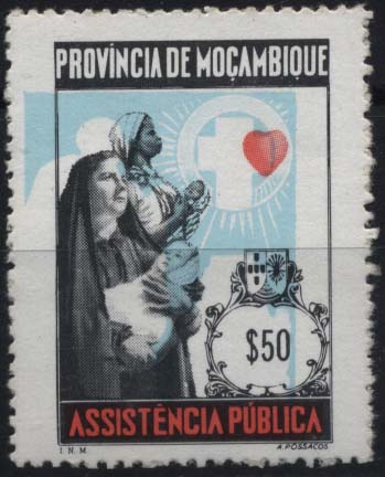 1078.jpg -     Lote:    1078            Moçambique       Descrição:         1964/69 &mdash; Imposto Postal. Assistência Pública. CE65, $50 preto, vermelho e azul. Selo com deslocação acentuada da cor azul.        ***       Valor Base:     &euro; 6,00     Valor Venda:     &euro; 10,00     