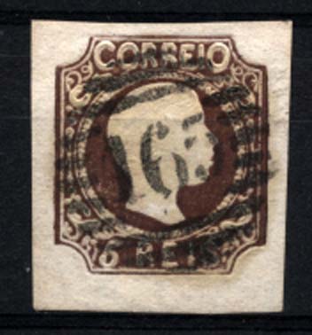 1118.jpg -     Lote:    1118            Portugal       Descrição:         1855/58 &mdash; D. Pedro V. Cabelos anelados. CE10, 5 reis castanho rosado, com 3 margens muito boas e uma normal, obliterado com carimbo da 1.ª reforma 165 &mdash; ELVAS. Valor de catálogo &euro; 238,00.        O       Valor Base:     &euro; 30,00     Valor Venda:     Retirado     