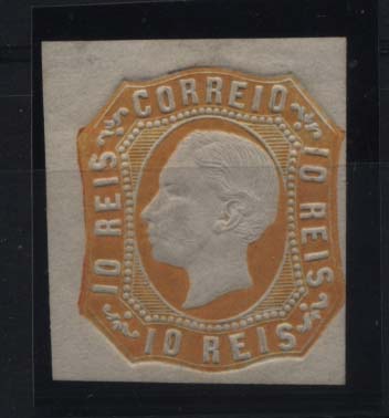 1128.jpg -     Lote:    1128            Portugal       Descrição:         1862/64 &mdash; D. Luís I. CE15, 10 reis amarelo laranja. Selo com 3 boas margens e uma curta. Valor de catálogo &euro; 243,00.        **       Valor Base:     &euro; 30,00     Valor Venda:     Retirado     