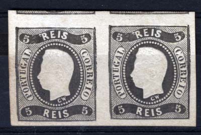 1139.jpg -     Lote:    1139            Portugal       Descrição:         1866/67 &mdash; D. Luís I. Fita curva, não denteados. CE19, 5 reis preto, tipo II, com boas margens e goma original. Valor de catálogo. Certificado de peritagem do NFACP. Valor de catálogo &euro; 1.638,00.        *       Valor Base:     &euro; 200,00     Valor Venda:     Retirado     