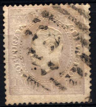 1169.jpg -     Lote:    1169            Portugal       Descrição:         1870/76 &mdash; D. Luís I, fita direita. CE43, 100 reis lilás, papel liso em denteado 14, obliterado com carimbo de barras da 2.ª reforma. Valor de catálogo &euro; 1.530,00.        O       Valor Base:     &euro; 220,00     Valor Venda:     Retirado     