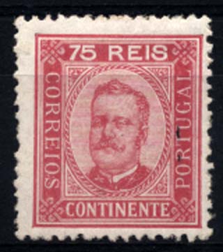 1204.jpg -     Lote:    1204            Portugal       Descrição:         1892/93 &mdash; D. Carlos I tipo Diogo Neto. CE72, 75 reis carmim, papel porcelana, denteado 12 &frac12;. Valor de catálogo &euro; 110,00.        **       Valor Base:     &euro; 15,00     Valor Venda:     Retirado     