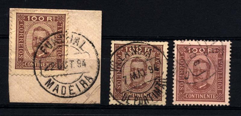 1209.jpg -     Lote:    1209            Portugal       Descrição:         1892/93 &mdash; D. Carlos I, tipo Diogo Neto. CE73, 100 reis castanho s/ amarelo, papel porcelana. Lote de 3 selos em denteados 11 &frac12;, 12 &frac12; e 13 &frac12;. Valor de catálogo &euro; 60,50.        O/FRG       Valor Base:     &euro; 12,00     Valor Venda:     &euro; 12,00     