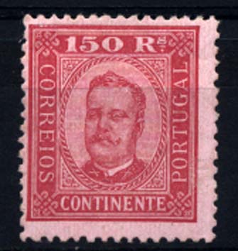 1216.jpg -     Lote:    1216            Portugal       Descrição:         1892/93 &mdash; D. Carlos I tipo Diogo Neto. CE77, 150 reis carmim s/ rosa, papel porcelana, denteado 12 &frac12;. Valor de catálogo &euro; 434,00.        **       Valor Base:     &euro; 60,00     Valor Venda:     Retirado     