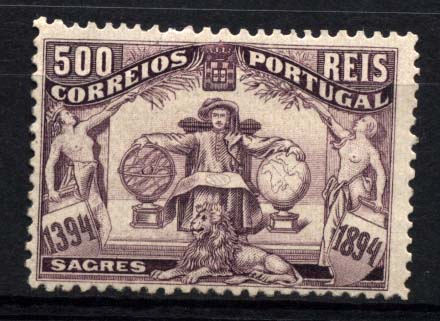 1237.jpg -     Lote:    1237            Portugal       Descrição:         1894 &mdash; 5.º Centenário do Nascimento do Infante D. Henrique. CE109, 500 reis violeta s/ azul claro. Valor de catálogo &euro; 1.349,00.        ***       Valor Base:     &euro; 100,00     Valor Venda:     Retirado     