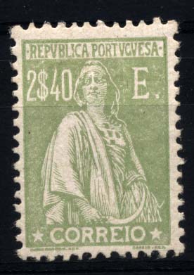 1262.jpg -     Lote:    1262            Portugal       Descrição:         1924/26 &mdash; Ceres. Novas taxas e cores. CE293, 2$40 verde seda. Valor de catálogo &euro; 355,00.        RG***       Valor Base:     &euro; 40,00     Valor Venda:     &euro; 65,00     
