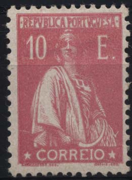 1264.jpg -     Lote:    1264            Portugal       Descrição:         1924/26 &mdash; Ceres. Novas taxas e cores. CE297, 10E rosa. Valor de catálogo &euro; 303,00.        **       Valor Base:     &euro; 40,00     Valor Venda:     &euro; 75,00     