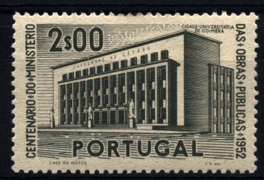 1337.jpg -     Lote:    1337            Portugal       Descrição:         1952 &mdash; 1.º Centenário do Ministério das Obras Públicas. CE757, 2$00 verde. Selo impresso em papel branco em vez de papel creme. Não catalogado. B e MR.        **       Valor Base:     &euro; 20,00     Valor Venda:     &euro; 36,00     