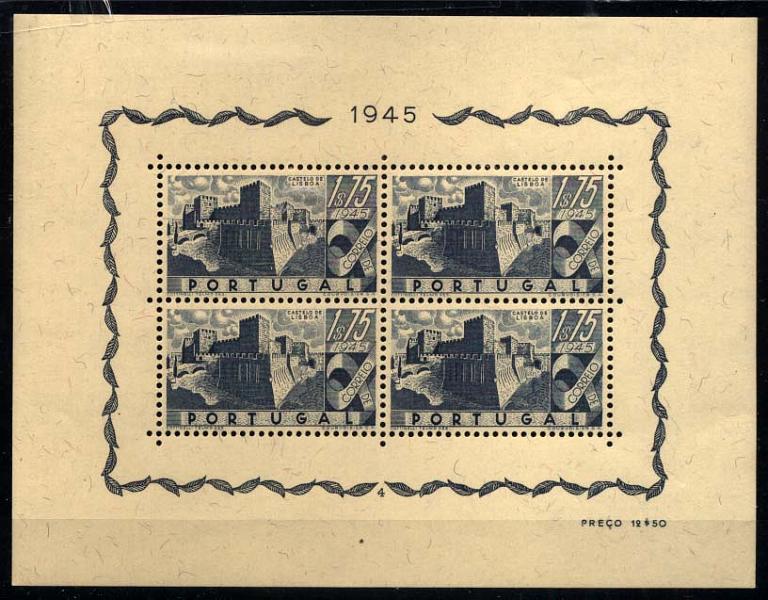 1402.jpg -     Lote:    1402            Portugal       Descrição:         1946 &mdash; Castelos de Portugal. CE BLC10. Valor de catálogo &euro; 322,00.        BLC***       Valor Base:     &euro; 45,00     Valor Venda:     &euro; 70,00     