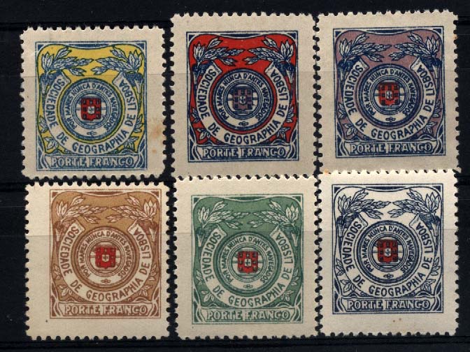 1423.jpg -     Lote:    1423            Portugal       Descrição:         1929/33 &mdash; Porte Franco. Sociedade de Geografia de Lisboa. Emblema da Sociedade sem Coroa. CE9/14. Série completa. Valor de catálogo &euro; 102,00.        ***       Valor Base:     &euro; 15,00     Valor Venda:     &euro; 32,00     