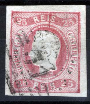1469.jpg -     Lote:    1469            Madeira       Descrição:         Precursores. 1866/67 &mdash; D. Luís I, fita curva, não denteados. CE22, 25 reis carmim, obliterado com carimbo numérico da 1.ª reforma 51 &mdash; FUNCHAL. Boas margens. Valor de catálogo &euro; 332,00.        O       Valor Base:     &euro; 50,00     Valor Venda:     Retirado     
