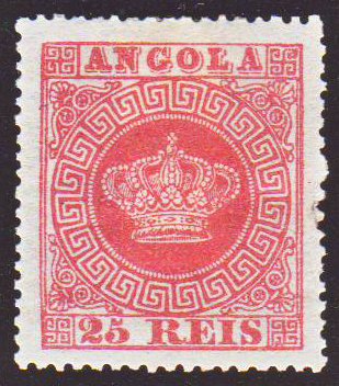 1492.jpg -     Lote:    1492            Angola       Descrição:         1870/77 &mdash; Tipo Coroa. CE4, 25 reis carmim rosa, denteado 14. Valor de catálogo &euro; 840,00.        *       Valor Base:     &euro; 220,00     Valor Venda:     &euro; 260,00     