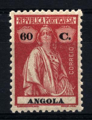 1508.jpg -     Lote:    1508            Angola       Descrição:         1925/26 &mdash; Ceres. CE217, 60c carmim. Valor de catálogo &euro; 145,50.        ***       Valor Base:     &euro; 28,00     Valor Venda:     Retirado     
