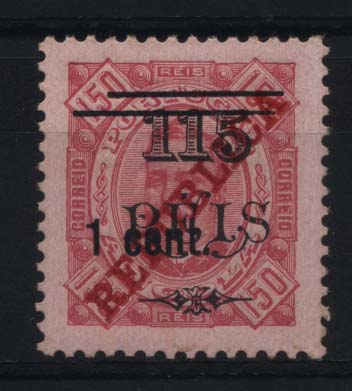 1525.jpg -     Lote:    1525            Angola       Descrição:         1919 &mdash; Não emitidos. D. Carlos I tipo Diogo Neto com sobretaxa de 1902 + sobrecarga REPUBLICA da Casa da Moeda + nova sobretaxa. Selo de 1 cent s/ 115 reis s/ 150 reis carmim. Não emitido.        *       Valor Base:     &euro; 25,00     Valor Venda:     &euro; 44,00     