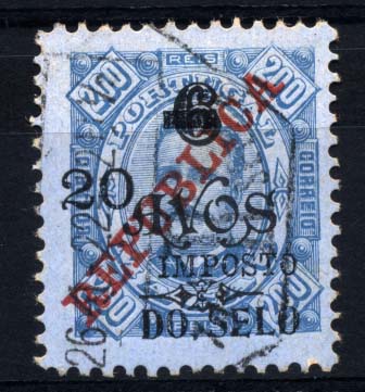 1635.jpg -     Lote:    1635            Macau       Descrição:         1920 &mdash; Não emitidos. Imposto Postal. D. Carlos I. Selo Fiscal Postal. Não catalogado. Selo de 20 avos s/ 6 avos s/ 200 reis azul s/ azul, denteado 11 &frac12;.        O       Valor Base:     &euro; 30,00     Valor Venda:     &euro; 55,00     