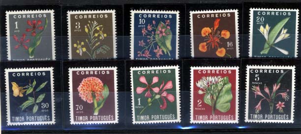 1739.jpg -     Lote:    1739            Timor       Descrição:         1950 &mdash; Flores Tropicais. CE275/284. Série completa. Valor de catálogo &euro; 138,15.        ***       Valor Base:     &euro; 30,00     Valor Venda:     Retirado     