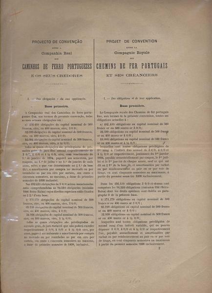 1948.jpg -     Lote:    1948                   Descrição:         Caminhos de Ferro &mdash; 1894, "Projecto de Convenção entre a Companhia Real dos Caminhos de Ferro Portugueses e os seus credores", seguido dos respectivos "Estatutos". Cinco mapas de 1927 (1) e 1928 (4) com "Estatísticas da Receita" das linhas de Guimarães e da Póvoa, da "C.ª do Caminho de Ferro do Norte de Portugal".        Livro       Valor Base:     &euro; 10,00     Valor Venda:     Retirado     