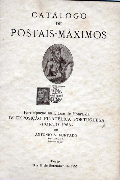 1966.jpg -     Lote:    1966                   Descrição:         Catálogo de Postais-Máximos de António Furtado. Participação na Classe de Honra da IV Exposição Filatélica Portuguesa "Porto-1955".        Livro       Valor Base:     &euro; 5,00     Valor Venda:     &euro; 12,00     