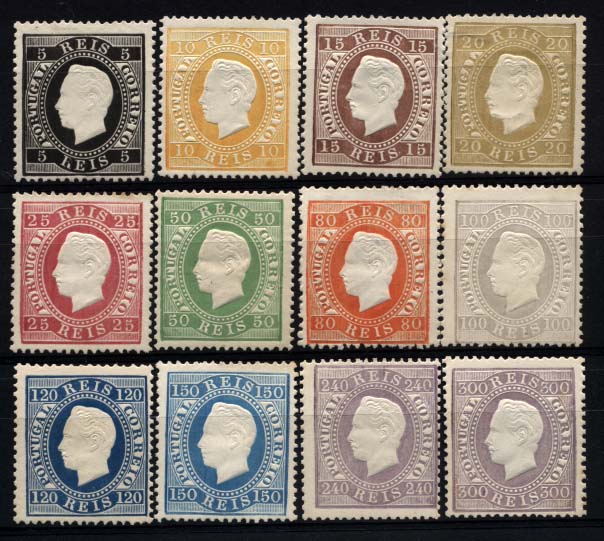 1990.jpg -     Lote:    1990            Portugal       Descrição:         Reimpressões de 1885. 1879/80 &mdash; D. Luís I, fita direita. CE36/47. Série completa em denteado 13 &frac12;. Valor de catálogo &euro; 809,60.        R*       Valor Base:     &euro; 120,00     Valor Venda:     &euro; 120,00     