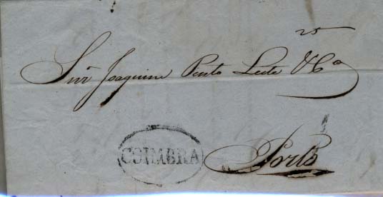 2073.jpg -     Lote:    2073      Lotes pelo Correio             Descrição:      Coimbra &mdash;   A preto. Lote de 3 cartas: 2xGM CBR11 e 1xGM CBR9, todas circuladas de Coimbra para o Porto, com o porte de 25 reis (manuscrito a sépia em duas cartas e batido a preto noutra). Lote a ver.        Carta       Valor Base:     &euro; 10,00     Valor Venda:     &euro; 10,00     