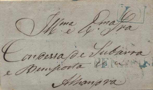 2074.jpg -     Lote:    2074      Lotes pelo Correio             Descrição:      Penafiel &mdash;   A verde, GM PNF2 em carta datada de Pico de Regalados (06.11.1843) para Alhandra com trânsito  pelo Porto (14.11.43) e Lisboa (17.11.43). Porte de 40 reis batido a verde.        Carta       Valor Base:     &euro; 10,00     Valor Venda:     &euro; 12,00     