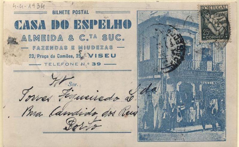 2245.jpg -     Lote:    2245      Lotes pelo Correio             Descrição:         Publicitários. Viseu, Casa do Espelho. Circulado.        PI       Valor Base:     &euro; 5,00     Valor Venda:     Retirado     