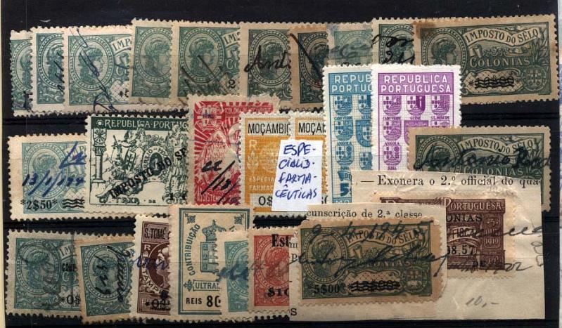 2267.jpg -     Lote:    2267      Lotes pelo Correio             Descrição:         Fiscais. Colónias. Lote com cerca de 202 estampilhas, incluindo 37 estrangeiras (Inglaterra, Brasil etc., com valor até 1£, tira de 3 de US $5,- ect.) distribuídos por Imposto do Selo, Assistência, Defesa, etc., com bastantes repetições nos selos de "África", mas incluindo: I.S. África, PB107, 109, 113, 114, 145; Índia, PB115; Macau, PB237 e 239; S. Tomé, PB80A, 80D, 105F. Maioria em fragmentos. Lote a ver.        Lote       Valor Base:     &euro; 10,00     Valor Venda:     &euro; 14,00     