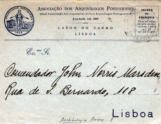 2285.jpg -     Lote:    2285      Lotes pelo Correio             Descrição:         Isentos de Franquia. Associação dos Arqueólogos Portugueses. Sobrescrito circulado isento de franquia em Lisboa.        Carta       Valor Base:     &euro; 15,00     Valor Venda:     &euro; 15,00     